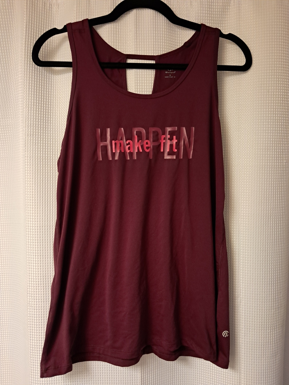 Champion Women's Maroon Tank with 'HAPPEN' Graphic